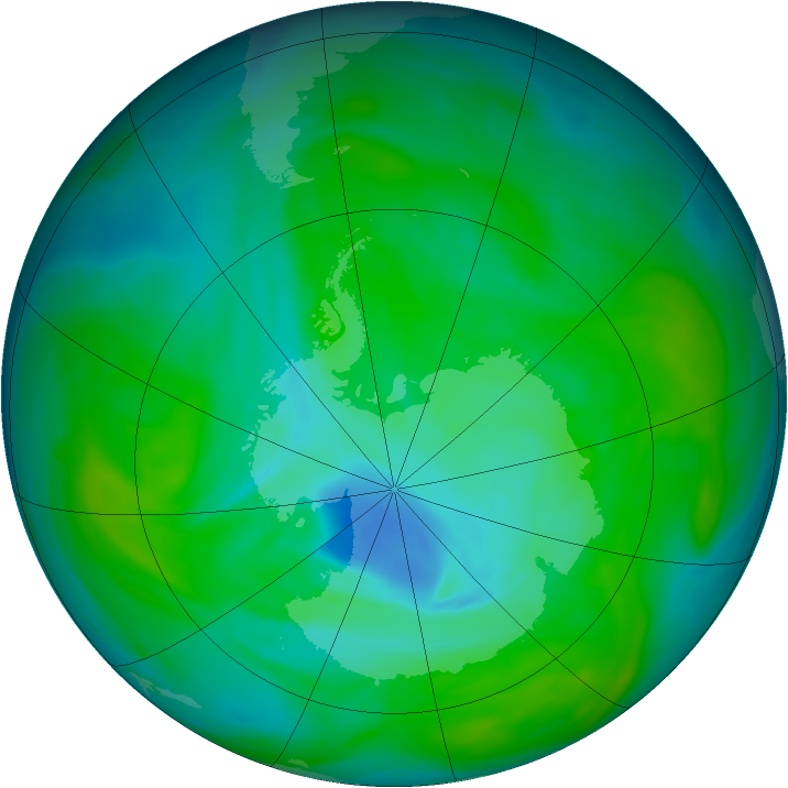 Antarctic ozone map for 18 December 2005